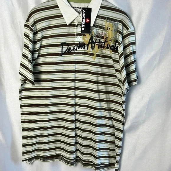 NWT, retro AIRWALK striped men polo shirt,2 tone,cosplay,ASO Big Bang, 70’s, - Picture 1 of 15